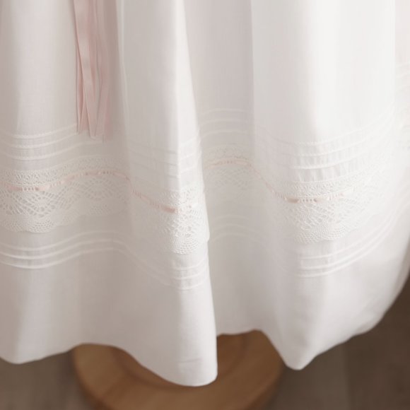 White Dress Pintucks Lace Girls Designer Couture GORGEOUS Flower Girl Spring NWT - Picture 9 of 9